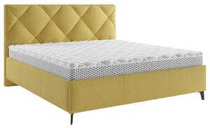 OBLAZINJENA POSTELJA 140 cm x 200 cm , tekstil gorčično rumena