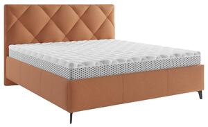OBLAZINJENA POSTELJA 140 cm x 200 cm , tekstil opečnato rjava