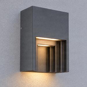 Lindby LED zunanja stenska svetilka Aurali, 1-svetilna, črna, IP65, Črna, Aluminij, Sodobni