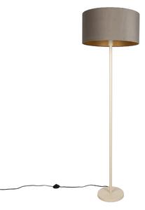 Japandi vloerlamp beige met kap taupe en gouden binnenkant 50cm - Simplo