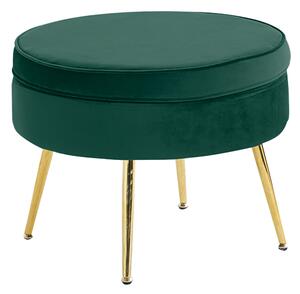 KONDELA Luksuzni taburet, smaragdno žametna tkanina/zlati krom, Art-deco slog, NOBLIN TIP 1