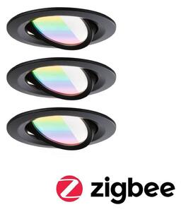 Paulmann LED-vgradna luč Nova Coin Smart, črna, RGBW, 3-delna, 8,4 cm, zatemnjen, Črna, Dnevna soba / jedilnica, Aluminij, Sodobni, Vgreznjeni strop