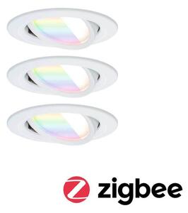 Paulmann LED vgradni reflektor Nova Coin Smart, bel, RGBW, komplet 3 kosov, 8,4, zatemnjen, Bela, Dnevna soba / jedilnica, Aluminij, Sodobni, Vgreznjeni strop