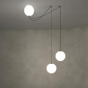 Maytoni LED viseča svetilka Twins, črna, steklo, Ø 20 cm, Bela, Dnevna soba / jedilnica, Steklo, Sodobni