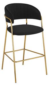 KONDELA Dizajnerski barski stol, črna tkanina Velvet/gold krom zlata, DASMIN TYP 2