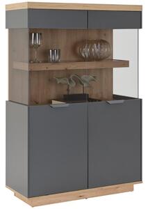Modern Living Vitrina Jake, Antracit, Barva Hrasta