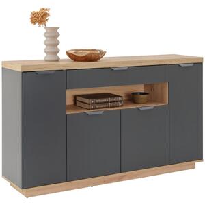 Modern Living Široka Komoda Jake, Antracit, Barva Hrasta