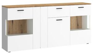 Modern Living Široka Komoda Dalano, Bela, Barva Hrasta