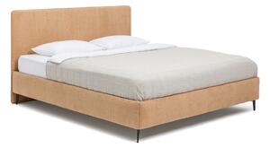 Gorčično rumena oblazinjena zakonska postelja z letvenim dnom 180x200 cm Noira Slim – Bonami Selection