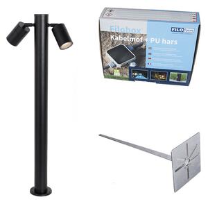 Stoječa zunanja svetilka črna 80 cm IP44 nastavljive 2-luč - Duo