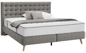 POSTELJA BOXSPRING 160 cm x 200 cm , tekstil svetlo siva