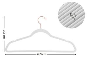 Obešalnik za oblačila z belim velurjem, 20 kom