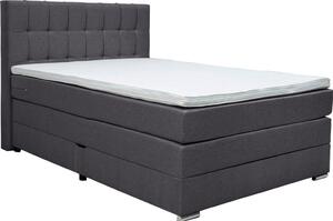 POSTELJA BOXSPRING 140 cm x 200 cm , tekstil temno siva