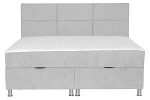 POSTELJA Z VZMETNICO 160 cm x 200 cm , les, tekstil, leseni material svetlo siva