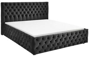 OBLAZINJENA POSTELJA 200 cm x 180 cm , tekstil črna