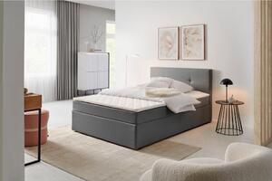 POSTELJA Z VZMETNICO 140 cm x 200 cm , les, tekstil, leseni material siva