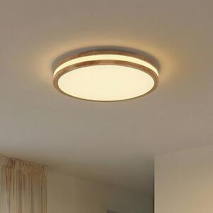 Lindby LED-stropna svetilka Emiva, 50 cm, svetlo leseno, CCT, zatemnjen, Les, Dnevna soba / jedilnica, Les, Sodobni