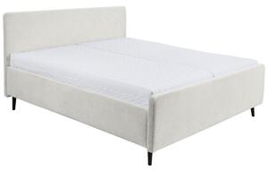 OBLAZINJENA POSTELJA 160 cm x 200 cm , tekstil, leseni material krem barve