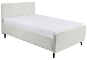 OBLAZINJENA POSTELJA 140 cm x 200 cm , tekstil, leseni material krem barve