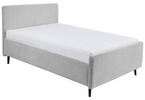OBLAZINJENA POSTELJA 140 cm x 200 cm , tekstil, leseni material svetlo siva