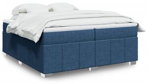 VidaXL Box spring postelja z vzmetnico modra 200x200 cm blago