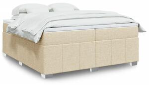 VidaXL Box spring postelja z vzmetnico krem 200x200 cm blago