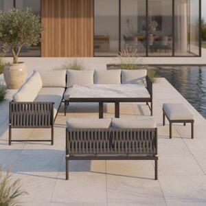 Bessagi Garden Jedilna Lounge Garnitura Polly, Siva, 5-Delno