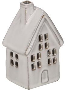 LED hišica iz porcelana HOUSE WILBUR 12 cm bela