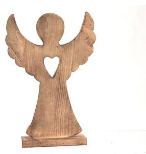 InDecor Angel iz mangovega lesa s srcem, 17 x 6 x 37 cm