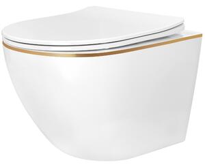 Rea Carlo Mini Tornado NFQ GOLD EDGE ploščata straniščna školjka brez oboda