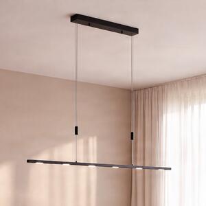 Lucande LED viseča svetilka Stakato, 120 cm, 6-žarilna, z možnostjo zatemnitve, zatemnjen, Črna, Dnevna soba / jedilnica, Kovina, Sodobni