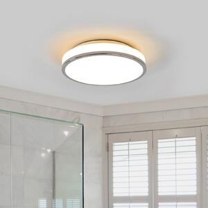 Lindby LED stropna svetilka Lyss, Ø 28 cm, krom barva, IP44, Bela, Kopalnica, Steklo, Sodobni