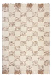 Kremno bela/naravna ročno tkana preproga iz mešanice volne 200x300 cm Eric Checkboard – Flair Rugs