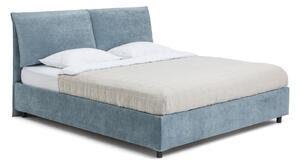 Modra oblazinjena zakonska postelja s prostorom za shranjevanje z letvenim dnom 160x200 cm Myra Pillow – Bonami Selection