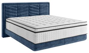 BOXSPRING POSTELJA 140 cm x 200 cm , tekstil temno modra