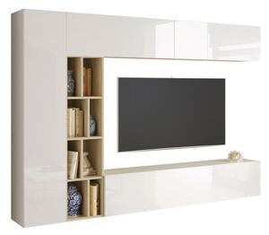 DNEVNI REGAL, hrast sonoma, bela, visoki sijaj