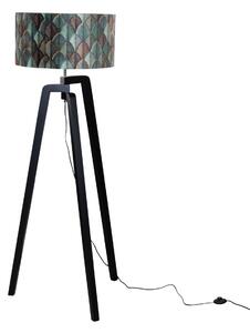 Stoječa svetilka črna z žametnim odtenkom, dizajn listov 50 cm - Puros