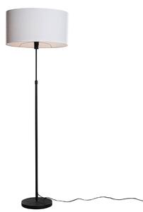 Vloerlamp zwart met ovale linnen kap wit 50cm - Parte