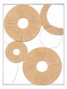 Stenska dekoracija CIRCLES kovinska 48x68 cm, bela / bež
