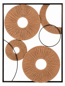 Stenska dekoracija CIRCLES kovinska 48x68 cm, črna / rjava