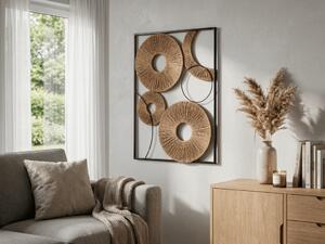 Stenska dekoracija CIRCLES kovinska 48x68 cm, črna / rjava