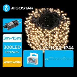 Aigostar - LED Zunanja božična veriga 300xLED/8 funkcij 18m IP44 topla bela