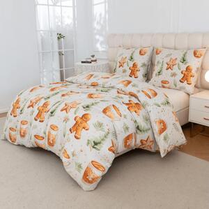 Posteljnina iz mikrovlaken WINTER GINGERMAN bela Dimenzije posteljnine: 2 kom 70 x 90 cm | 200 x 220 cm