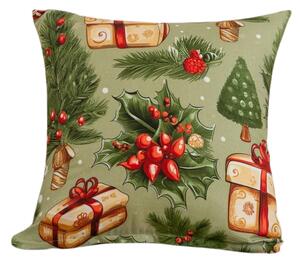 Prevleka za vzglavnik iz mikrovlaken CHRISTMAS PRESENTS 45x45 cm, zelena