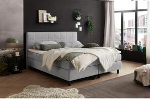 POSTELJA Z VZMETNICO 180 cm x 200 cm , tekstil, leseni material svetlo siva