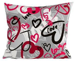 Prevleka za vzglavnik iz polibombaža STREET LOVE POLY 45x45 cm, siva
