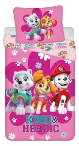 Rožnata enojna bombažna otroška posteljnina 140x200 cm Paw Patrol "Heroic" – Jerry Fabrics