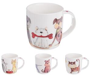 Orion Set porcelanastih skodelic Psy in mačke 0,4l, 4 kos