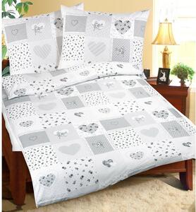 Bellatex Bombažna posteljna pregrinjala Srcepatchwork, 140 x 200 cm, 70 x 90 cm, 140 x 200 cm, 70 x 90 cm