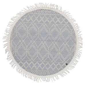 ROČNO TKANA PREPROGA Colored macrame four 140/140 cm tkano krem barve, pastelno modra
